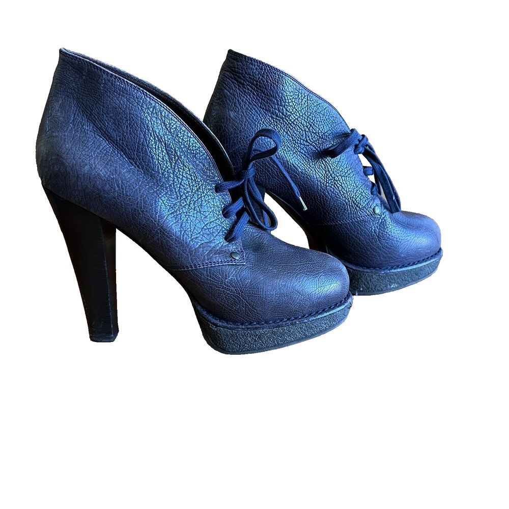 Bottega Veneta Women's Lace Up Leather Ankle Booties Sz Eu 39 8.5 Plaform Heels